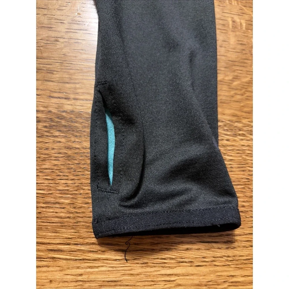 Woman's Champion C9 Hooded Waffle Fleece Lined Athletic Jacket Medium Black/Teal